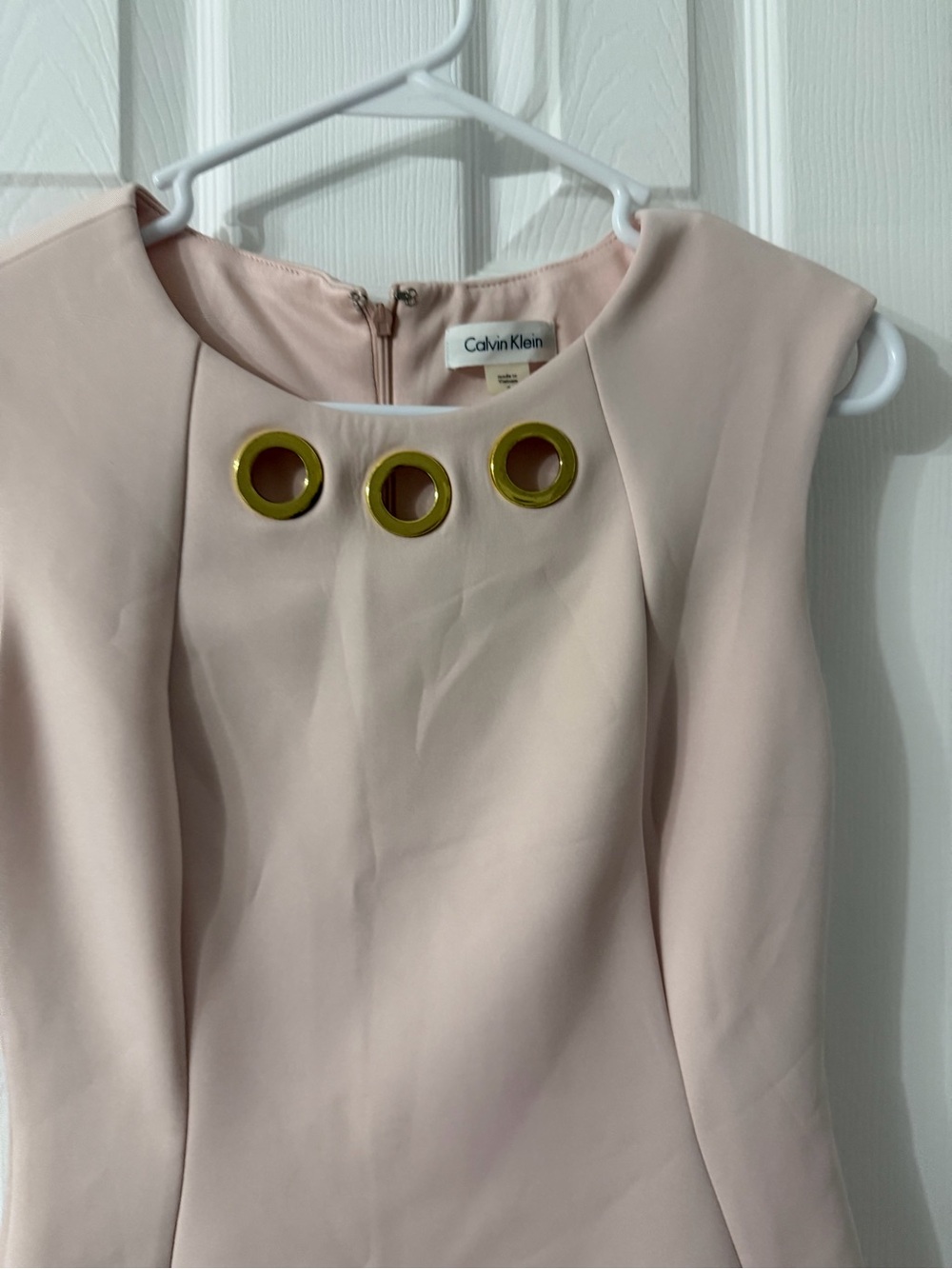 Calvin Klein Pale Pink Sheath Dress with Gold Grommets - Picture 3 of 6